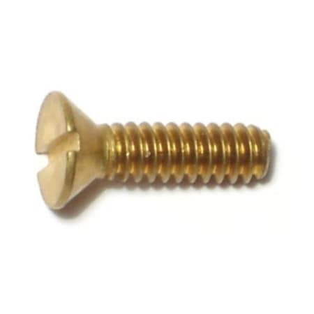 Midwest Fastener #6-32 x 1/2 in Slotted Flat Machine Screw, Plain Brass, 40 PK 61992